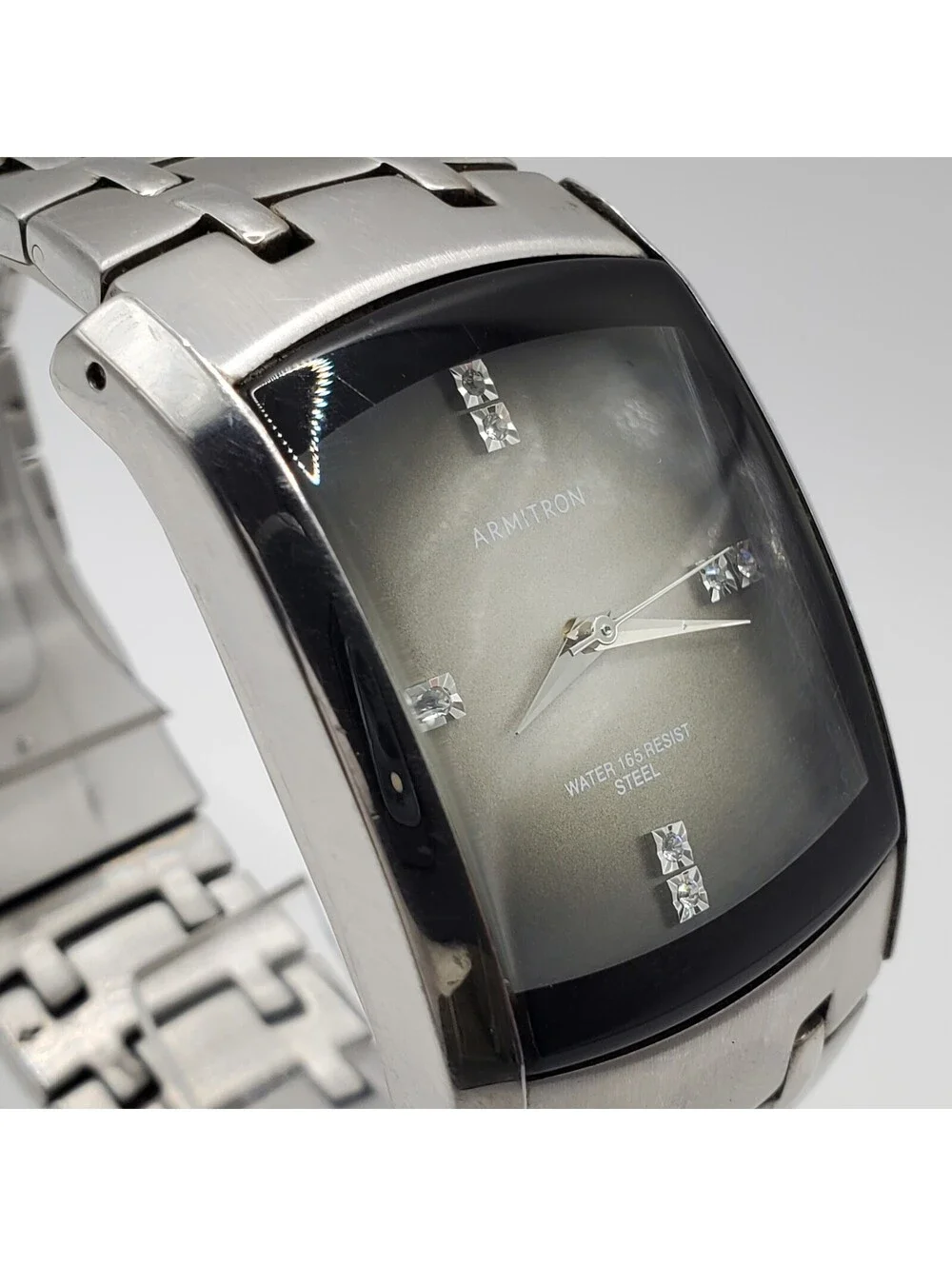 Armitron Quartz Mens Watch 33mm Rectangle Silver Tone New Battery